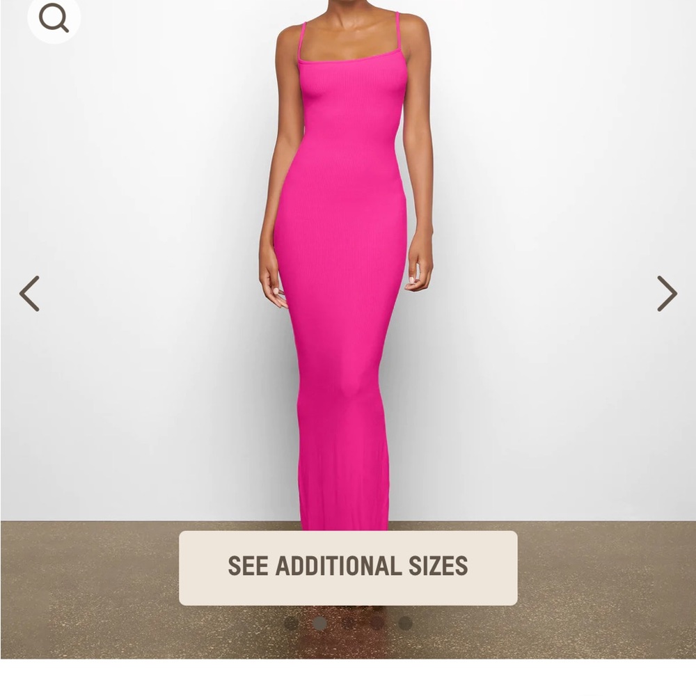 NWT Skims Fuchsia Foil Soft Lounge Long Dress